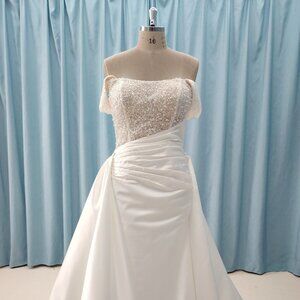 Darius Cordell - C2025-CDavis - plus size off the shoulder beaded wedding gown.
